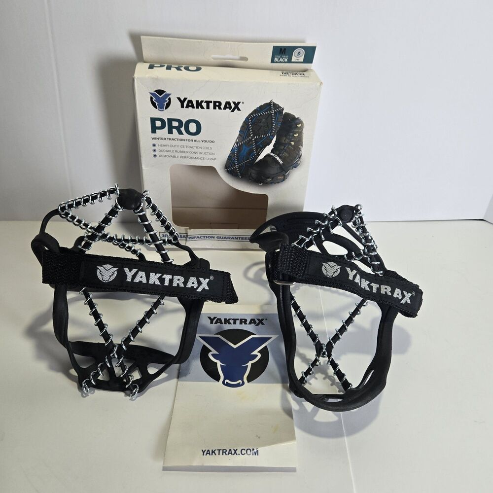 Yaktrax Walk Black Shoe Cleats | Size Medium Womens 10.5-12.5 Mens 9-11